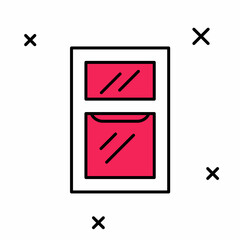 Filled outline Window in room icon isolated on white background. Vector