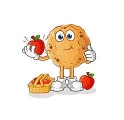 cookie eating an apple illustration. character vector
