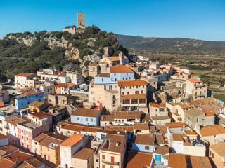 Fototapeta na wymiar Sardegna - il centro storico di Posada e il Castello della Fava 
