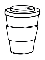 Cute cup of tea or coffee illustration isolated on a white background. Simple cup clip art. Cozy home doodle. 