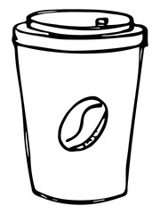 Cute cup of  coffee illustration isolated on a white background. Simple cup clip art. Cozy home doodle. 