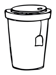 Cute cup of tea illustration isolated on a white background. Simple cup clip art. Cozy home doodle. 