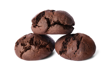 Tasty chocolate brownie cookies isolated on white background