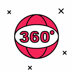Filled outline 360 degree view icon isolated on white background. Virtual reality. Angle 360 degree camera. Panorama photo. Vector