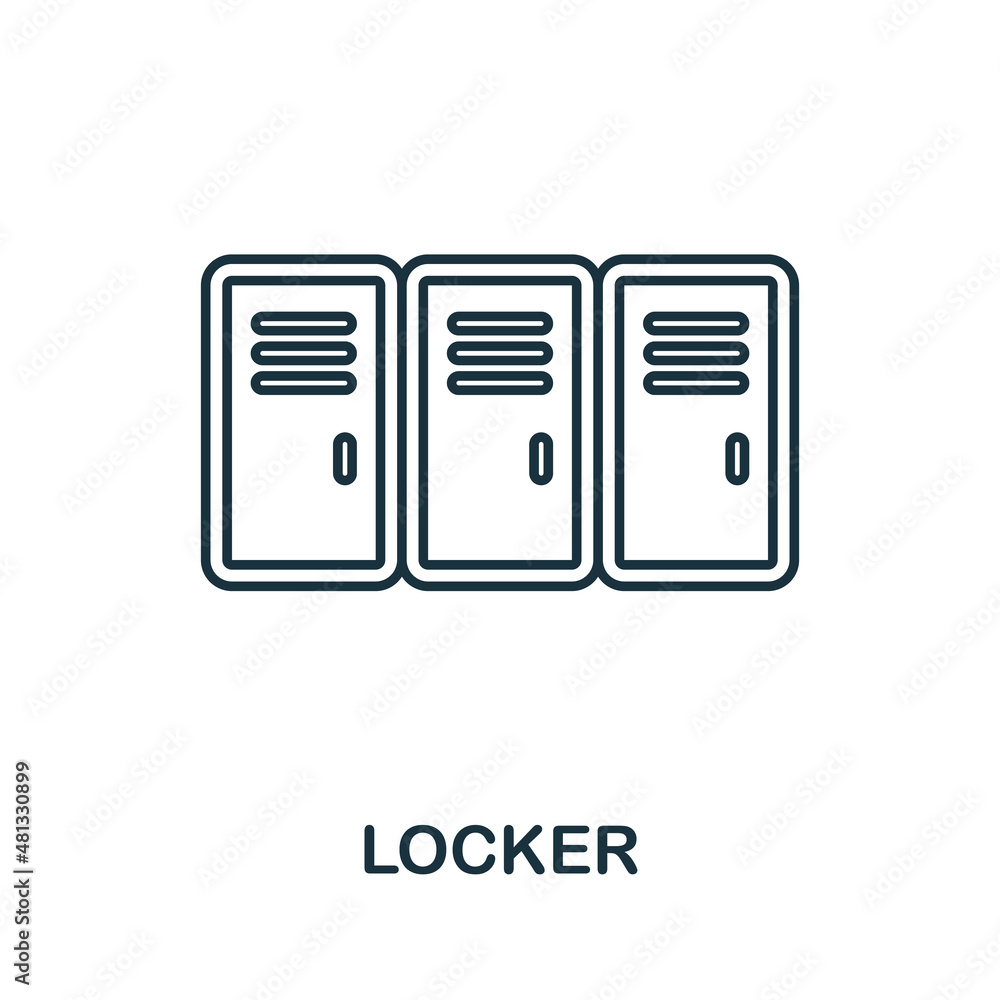 Poster locker icon. line element from gym collection. linear locker icon sign for web design, infographics 