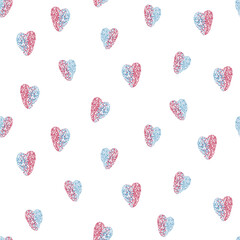 seamless valentine pattern background with glitter blue and pink heart , wink pattern