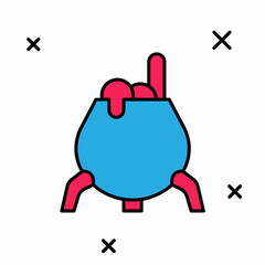 Filled outline Witch cauldron icon isolated on white background. Happy Halloween party. Vector