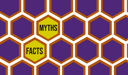 An illustration of hexagon shapes with text FACTS and MYTHS