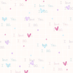 seamless valentine pattern background with heart and words , I love you