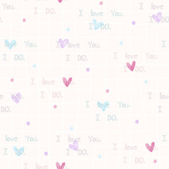 seamless valentine pattern background with heart and words , I love you