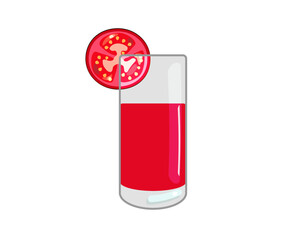 Tomato juice in glass. Vector Illustration on white background.