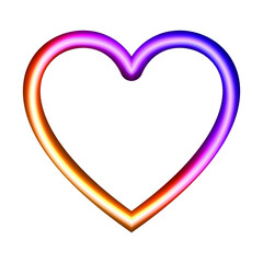 Vector Heart Icon Template, Blank Frame 3D Colorful Illustration Isolated on White Background.