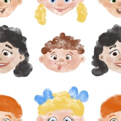 Funny seamless pattern with children