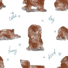 Seamless pattern with cute dogs
