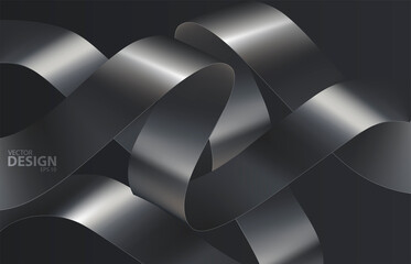 Metallic tape on a dark background. Vector 3d illustration.