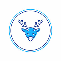 Filled outline Reindeer icon isolated on white background. Merry Christmas and Happy New Year. Vector