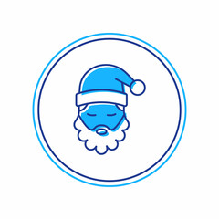 Filled outline Santa Claus hat and beard icon isolated on white background. Merry Christmas and Happy New Year. Vector