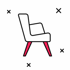 Filled outline Armchair icon isolated on white background. Vector