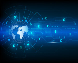 Currency exchange technology Blue abstract speed network eps10