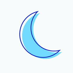 Crescent Moon Simple Blue Flat Design for Icon, Symbol, and Logo. Moon Vector for Mobile and Web Graphic Resources. High-Quality EPS 10 Editable Stroke