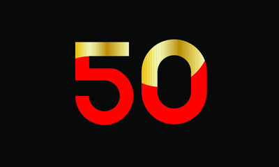 50 Number New Gold Red Elegant Logo