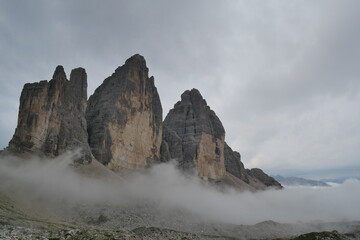 Drei Zinner (Tre Cime di Lavaredo) in the clouds