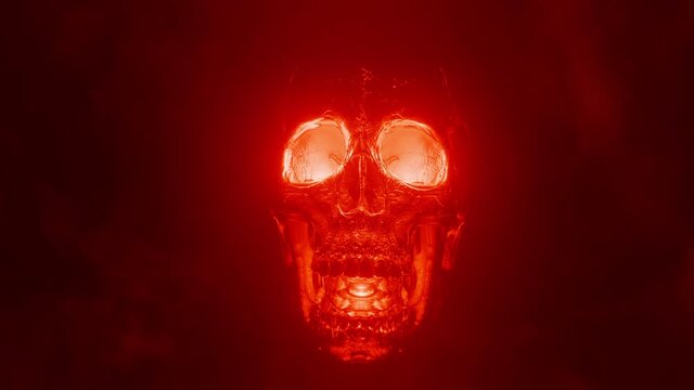 Mystical animation of hellish red skull.