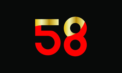 58 Number New Gold Red Elegant Logo