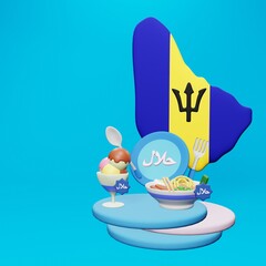 3d rendering of halal food tourism in Barbados for Ramadan and Eid
