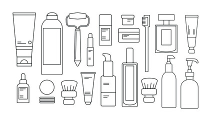 skincare vector illustration set in simple flat design style. Creams, serums and other hygiene products. anti age and beauty care