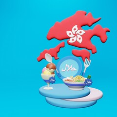 3d rendering of halal food tourism in Hongkong for Ramadan and Eid