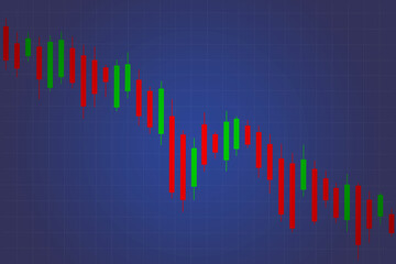 Stock market or forex trading candlestick chart exchange downtrend. Stock broker monitor economic graph with diagrams, business and financial concepts reports. Technology communication concept	