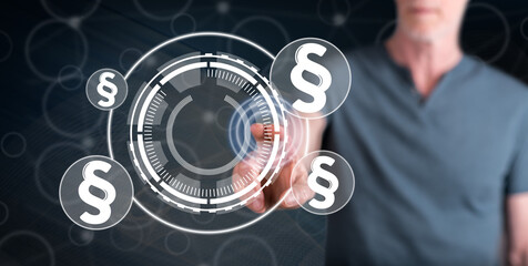 Man touching a regulation process concept