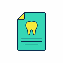 Filled outline Clipboard with dental card or patient medical records icon isolated on white background. Dental insurance. Dental clinic report. Vector