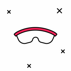Filled outline Safety goggle glasses icon isolated on white background. Vector