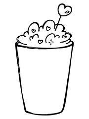 Cute milkshake illustration isolated on a white background. Simple cup clip art. Pretty drink doodle. 