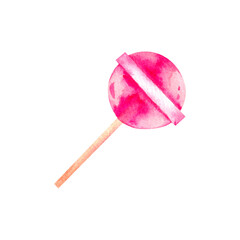 Watercolor lollipop on a white background