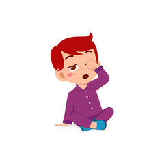 cute little boy feel sleepy and want to sleep