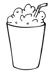 Cute milkshake illustration isolated on a white background. Simple cup clip art. Pretty drink doodle. 