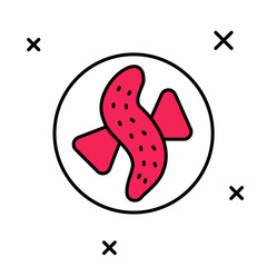 Filled outline Served cucumber on a plate icon isolated on white background. Marine food. Vector