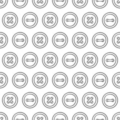 Clothe buttons vector on white background seamless pattern. Handcrafts