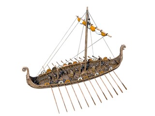 Isolated Viking Ship on White Background 3D Illustration