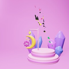3d rendering of the podium of Ramadan and Eid in Vanuatu for product promotion