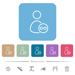 Link user outline flat icons on color rounded square backgrounds