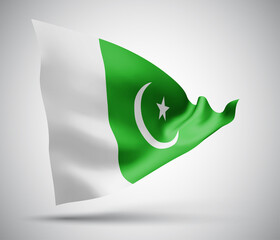 rainbow, vector flag with waves and bends waving in the wind on a white background.