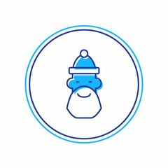 Filled outline Santa Claus hat and beard icon isolated on white background. Merry Christmas and Happy New Year. Vector