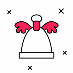 Filled outline Angel icon isolated on white background. Merry Christmas and Happy New Year. Vector