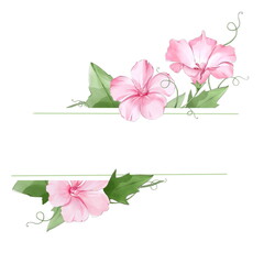 Elegant frame with floral elements and bindweed leaves - 481340219