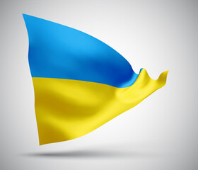 Fototapeta na wymiar Ukraine, vector flag with waves and bends waving in the wind on a white background.