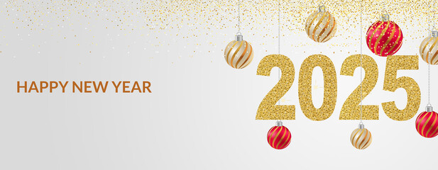 2025 Happy New Year in golden design, Holiday greeting card design